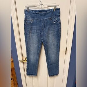 High Rise Slim Ankle JAG Jeans Blue Distressed Size 12